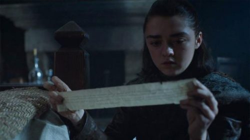 ¿Qué dice la misteriosa carta que encuentra  Arya Stark?